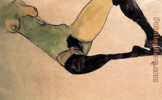 A woman nude body painting - Egon Schiele A woman nude body art painting